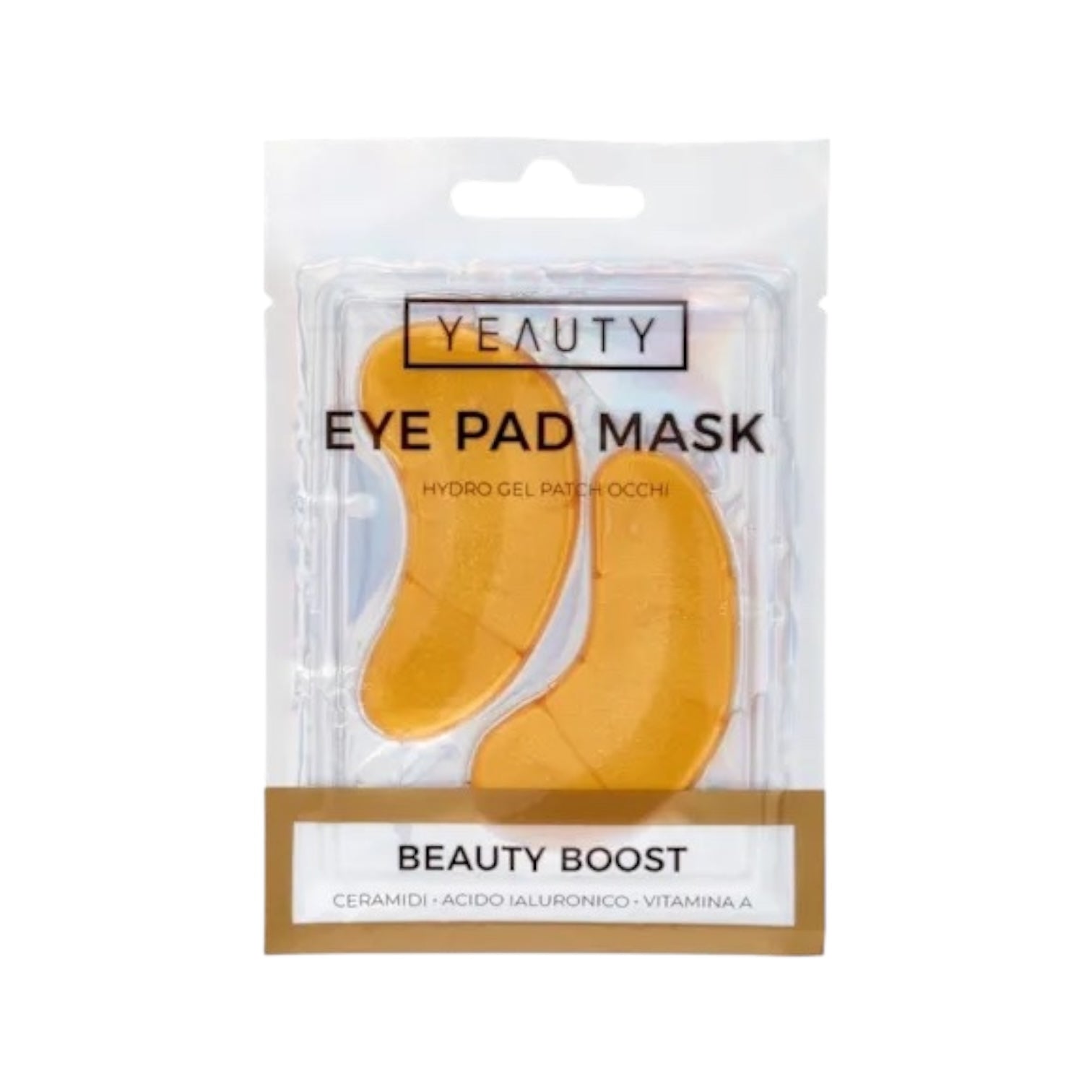 Yeauty:
Patch occhi in hydrogel con ceramidi, acido ialuronico e vitamina A. Effetto idratante e rimpolpante.